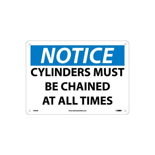 Nmc Safety Signs - Notice Cylinders Must Be Chained - Aluminum N49AN - main